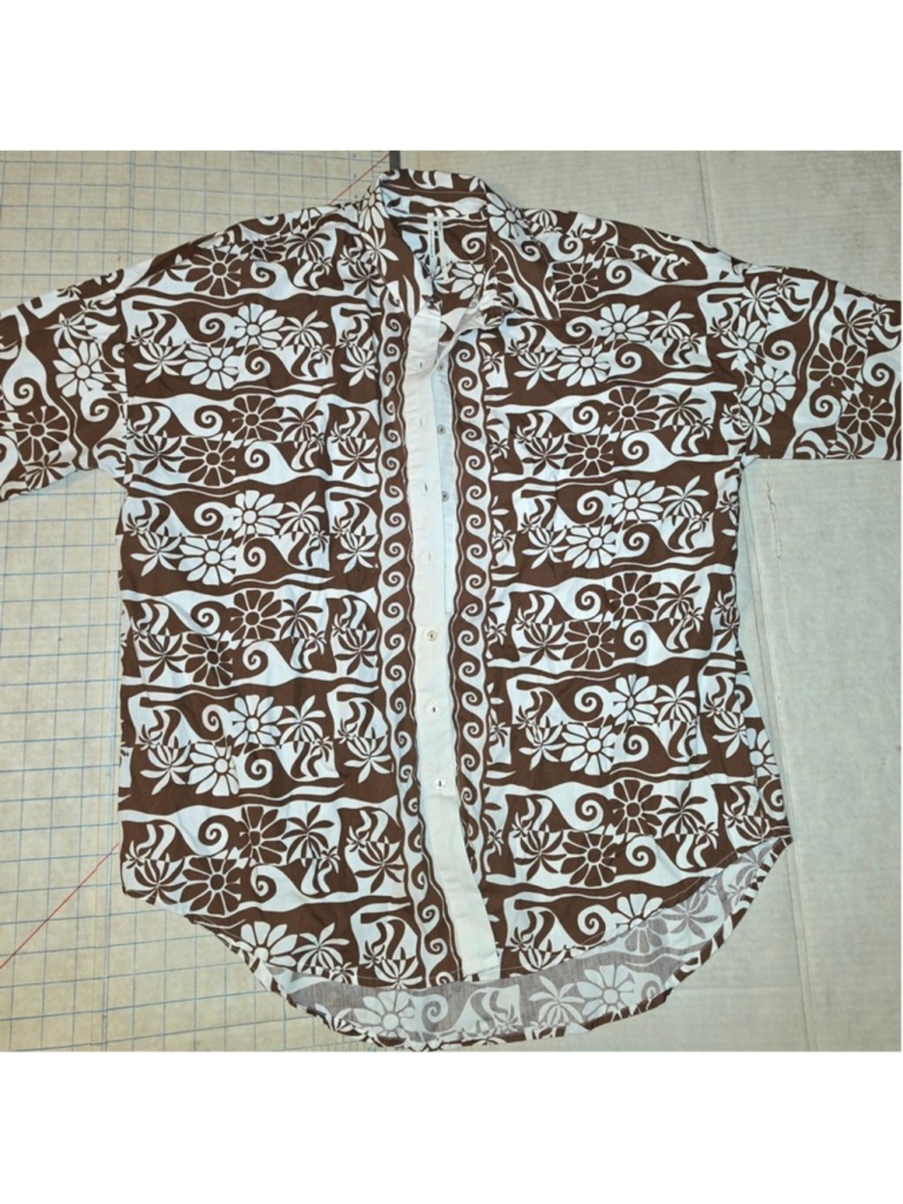 By Anthropologie Poplin Long-Sleeve Buttonup Shirt Oversized Printed Top Size S